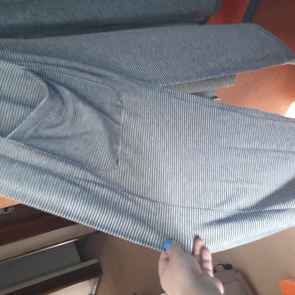 LOFT Striped Pocket Duster Sweater - Heather Grey (Light Cover) - Picture 3 of 4